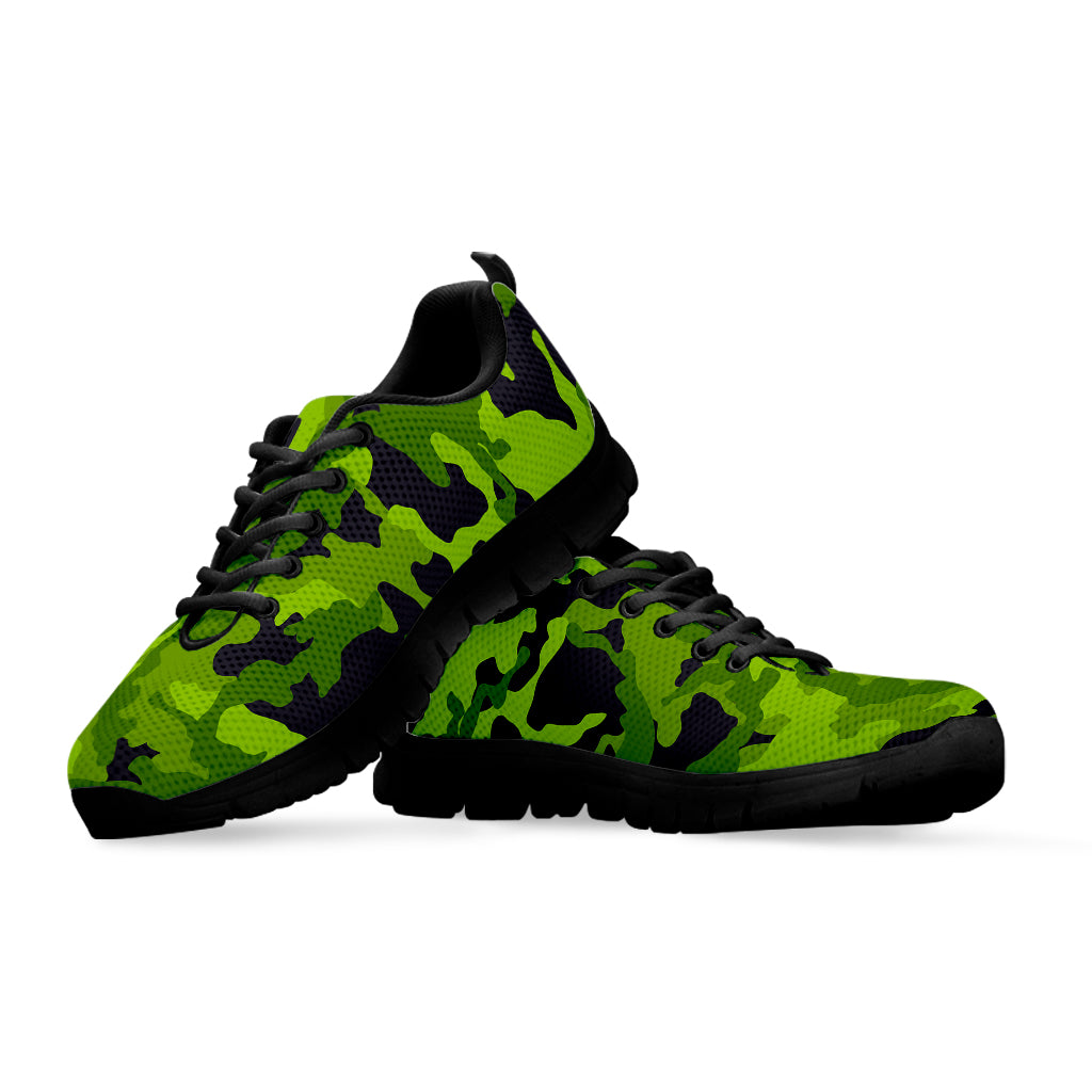 Lime Green Camouflage Print Black Running Shoes