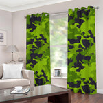 Lime Green Camouflage Print Blackout Grommet Curtains