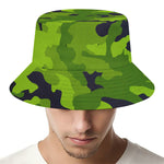 Lime Green Camouflage Print Bucket Hat