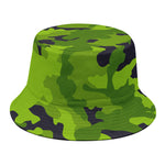 Lime Green Camouflage Print Bucket Hat