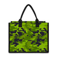 Lime Green Camouflage Print Canvas Tote Bag