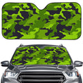 Lime Green Camouflage Print Car Windshield Sun Shade