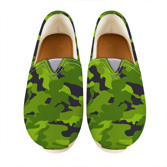 Lime Green Camouflage Print Casual Shoes