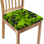 Lime Green Camouflage Print Chair Cushion Cover