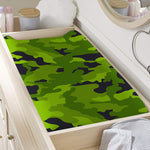 Lime Green Camouflage Print Changing Pad Cover