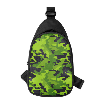 Lime Green Camouflage Print Chest Bag