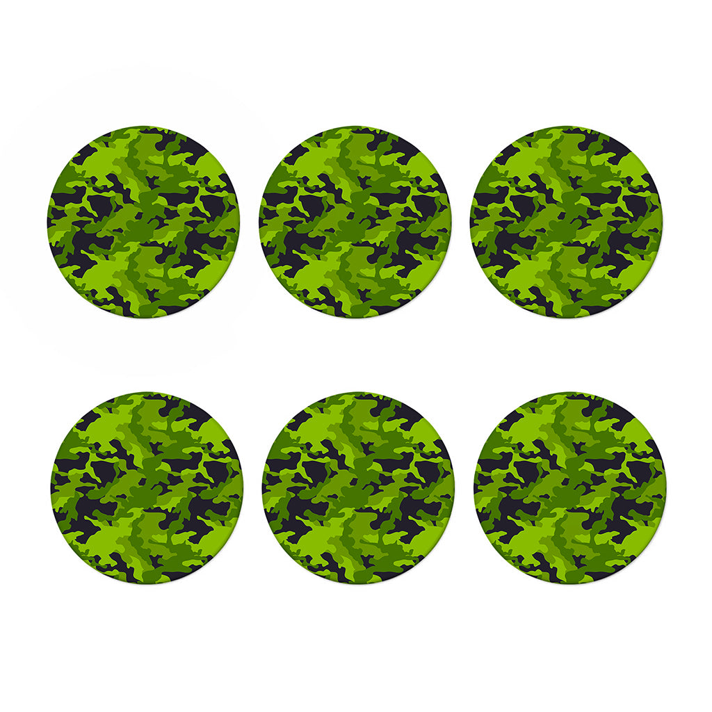 Lime Green Camouflage Print Coaster Set