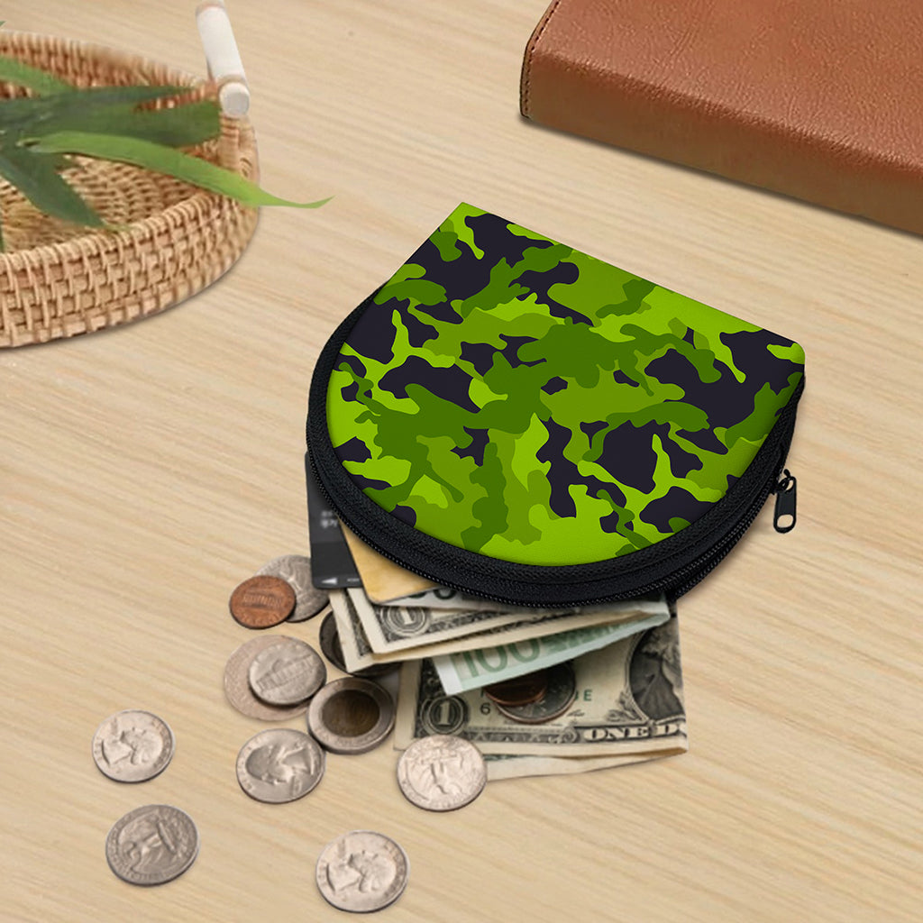 Lime Green Camouflage Print Coin Purse