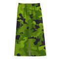 Lime Green Camouflage Print Cotton Front Slit Maxi Skirt