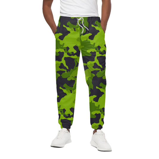 Lime Green Camouflage Print Cotton Pants