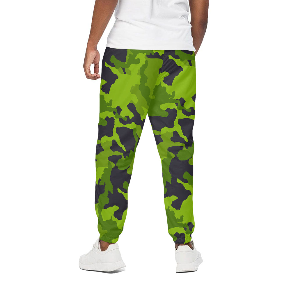 Lime Green Camouflage Print Cotton Pants