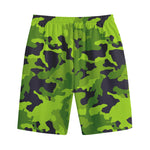 Lime Green Camouflage Print Cotton Shorts
