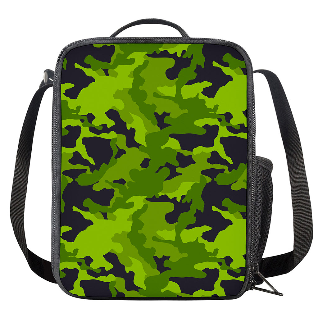 Lime Green Camouflage Print Crossbody Lunch Bag