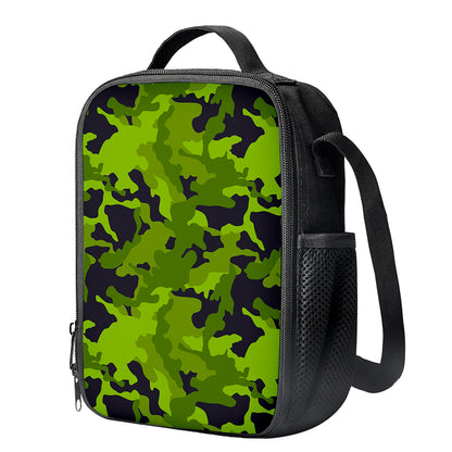 Lime Green Camouflage Print Crossbody Lunch Bag
