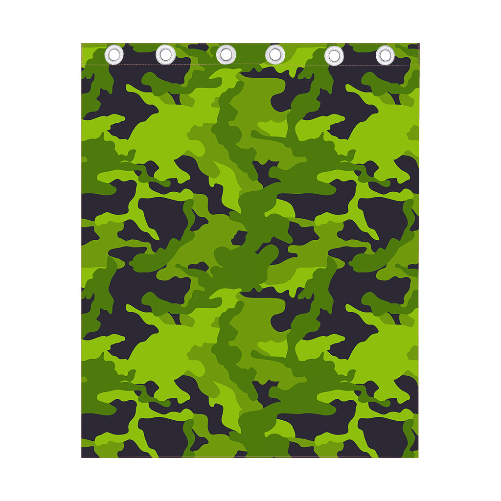 Lime Green Camouflage Print Curtain