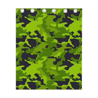 Lime Green Camouflage Print Curtain