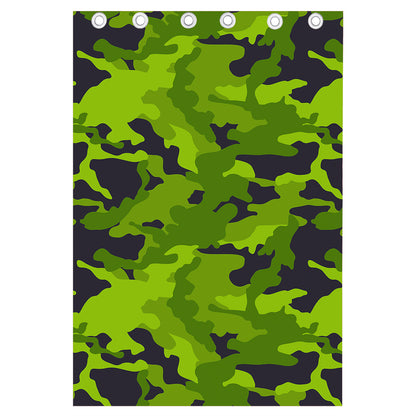 Lime Green Camouflage Print Curtain