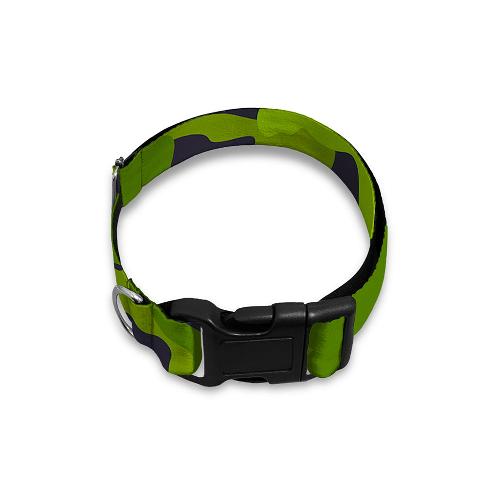 Lime Green Camouflage Print Dog Collar
