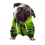 Lime Green Camouflage Print Dog Zip Up Hoodie