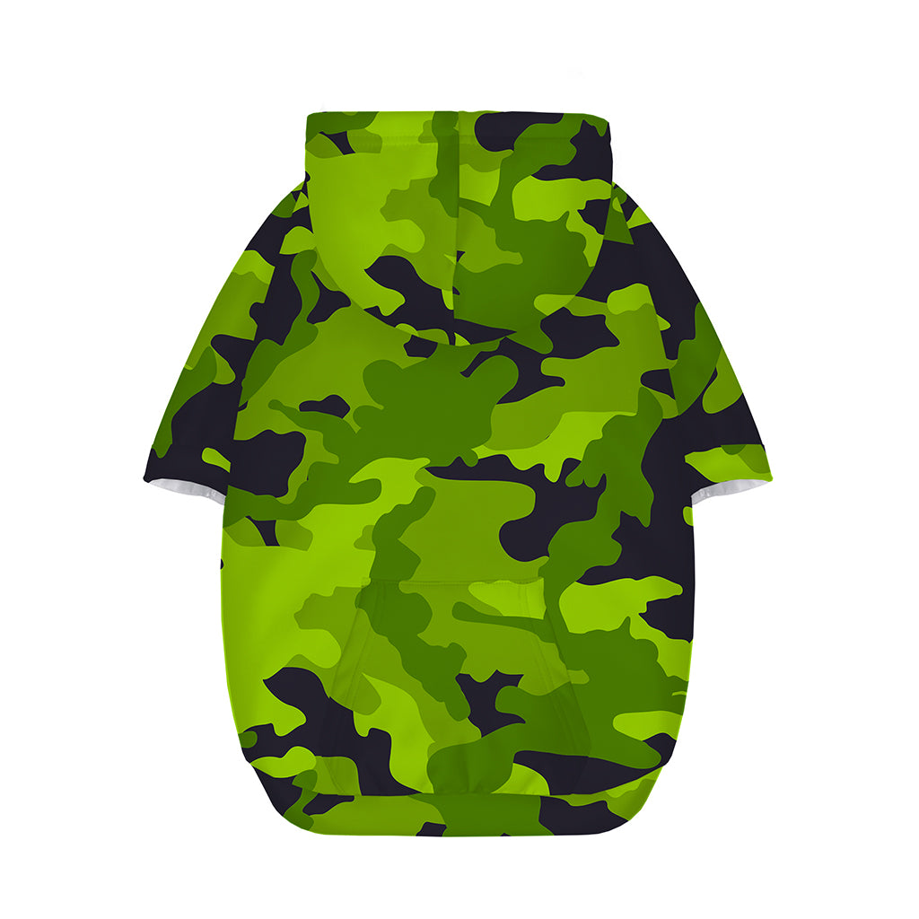Lime Green Camouflage Print Dog Zip Up Hoodie