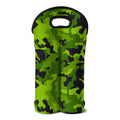 Lime Green Camouflage Print Double Neoprene Wine Tote