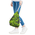 Lime Green Camouflage Print Drawstring Bag