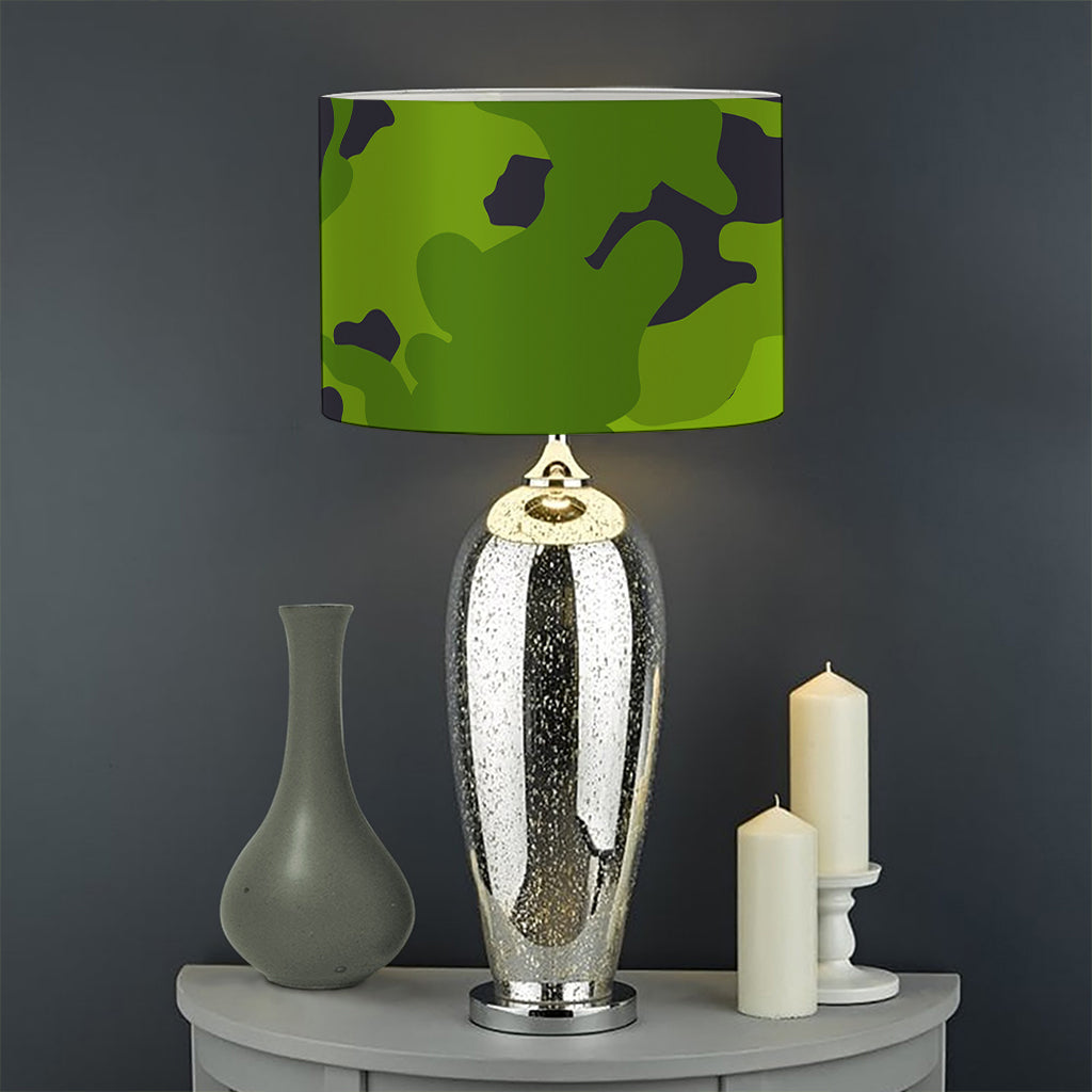 Lime Green Camouflage Print Drum Lamp Shade