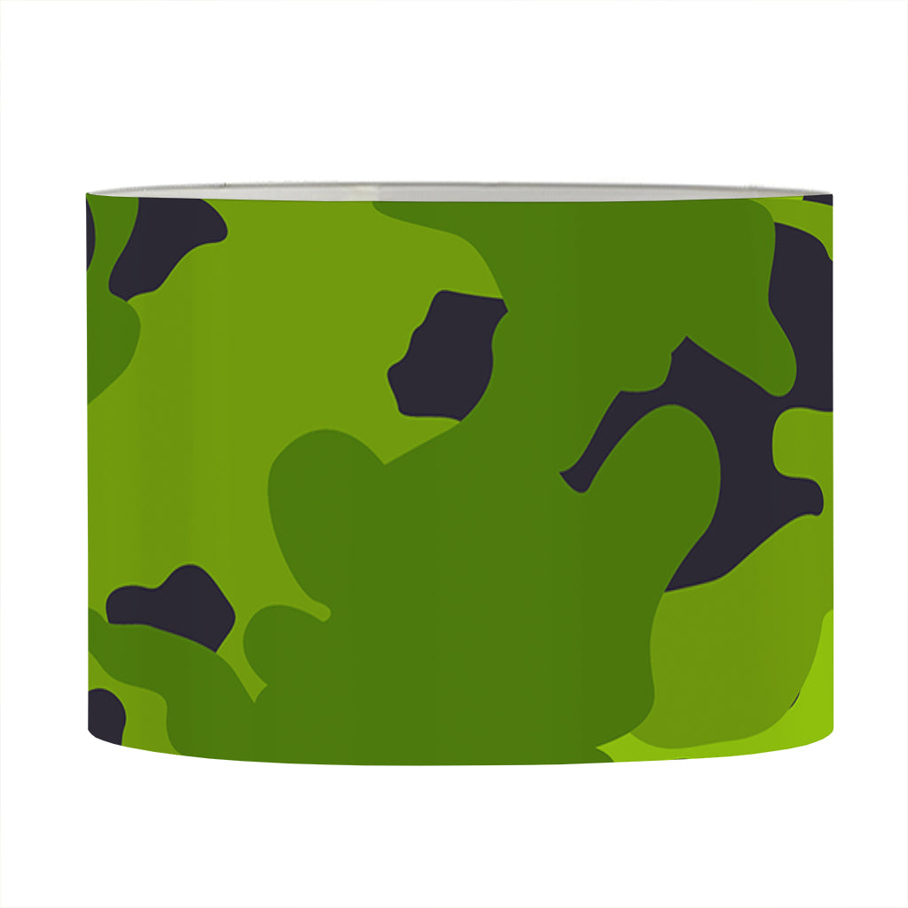 Lime Green Camouflage Print Drum Lamp Shade