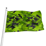 Lime Green Camouflage Print Flag