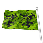 Lime Green Camouflage Print Flag