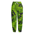 Lime Green Camouflage Print Fleece Lined Knit Pants