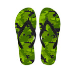 Lime Green Camouflage Print Flip Flops