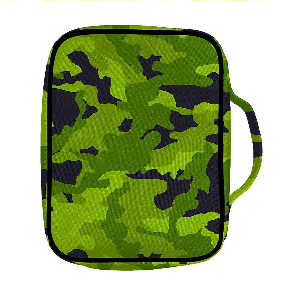 Lime Green Camouflage Print Front Pocket Bible Bag