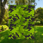 Lime Green Camouflage Print Garden Flag