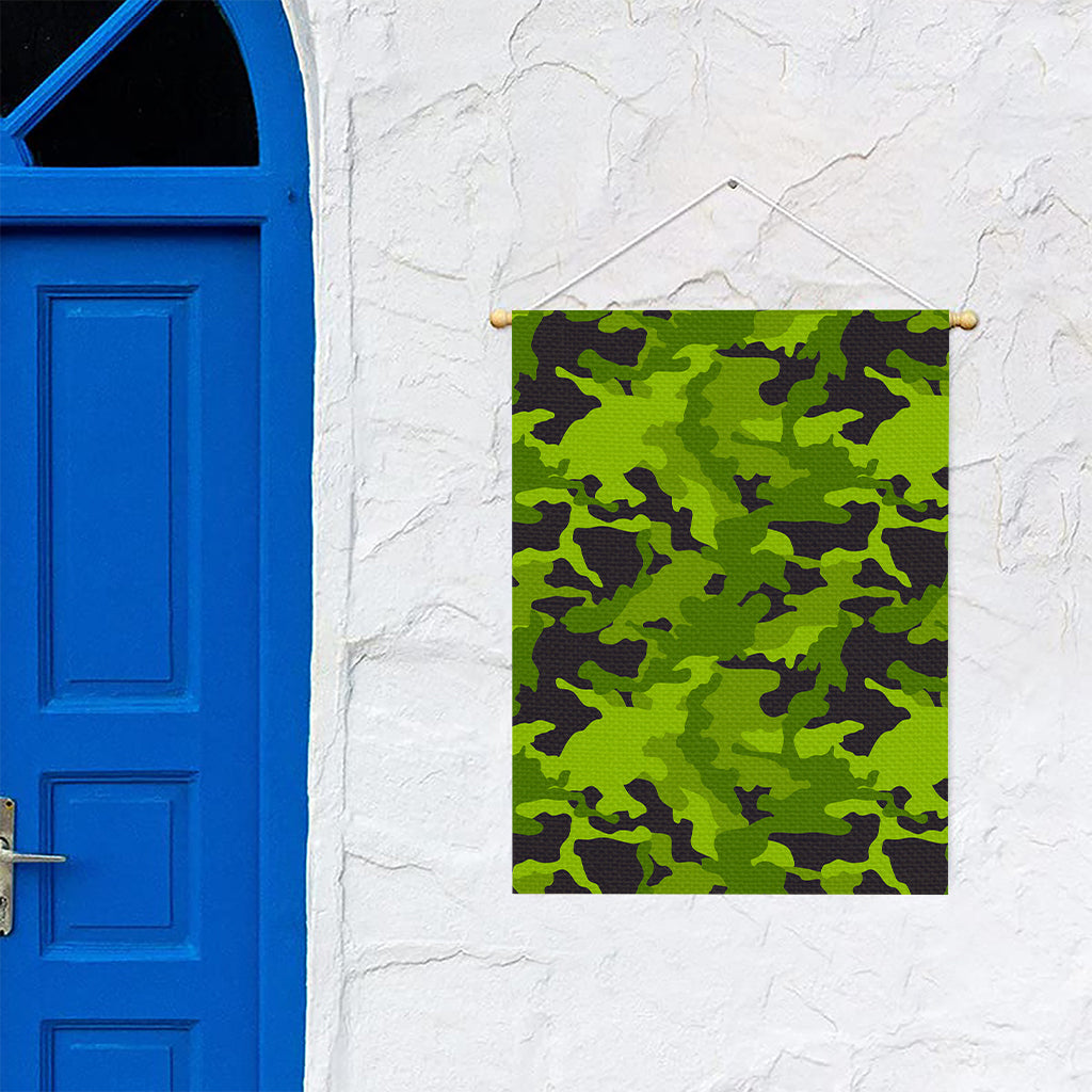 Lime Green Camouflage Print Garden Flag