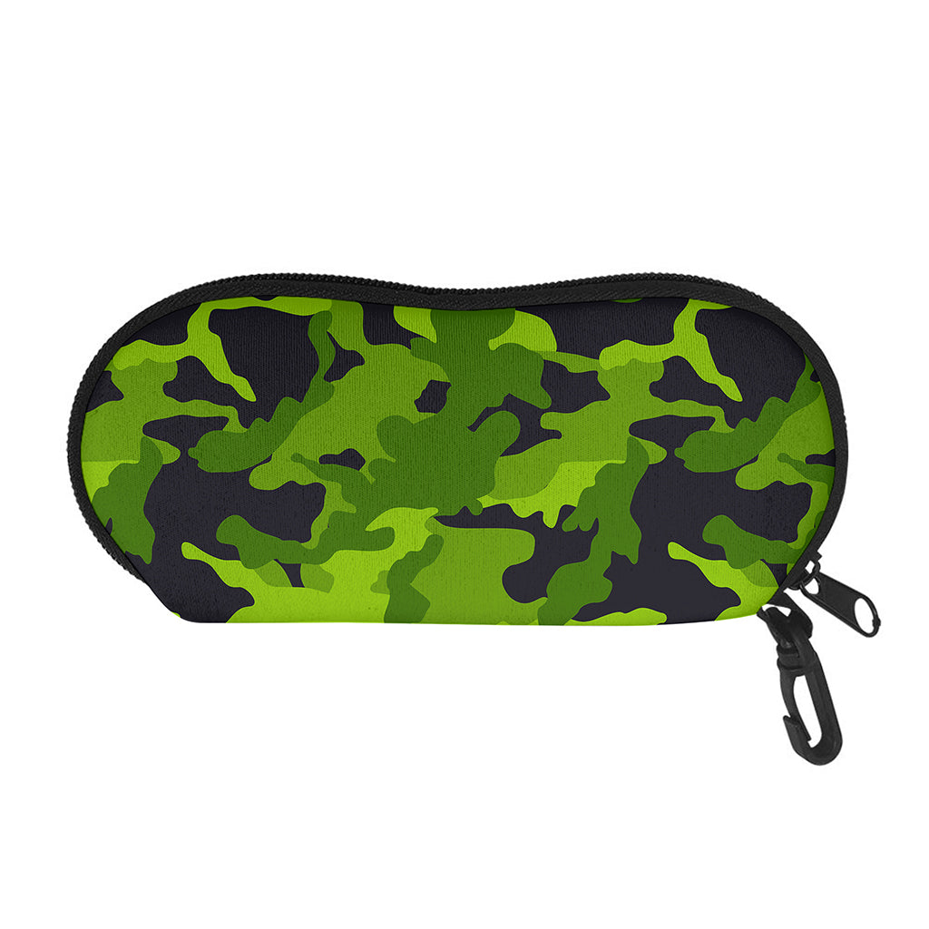 Lime Green Camouflage Print Glasses Case