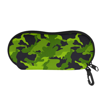 Lime Green Camouflage Print Glasses Case