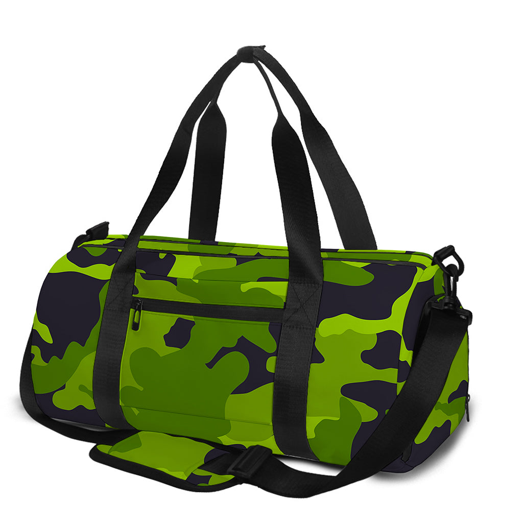 Lime Green Camouflage Print Gym Bag