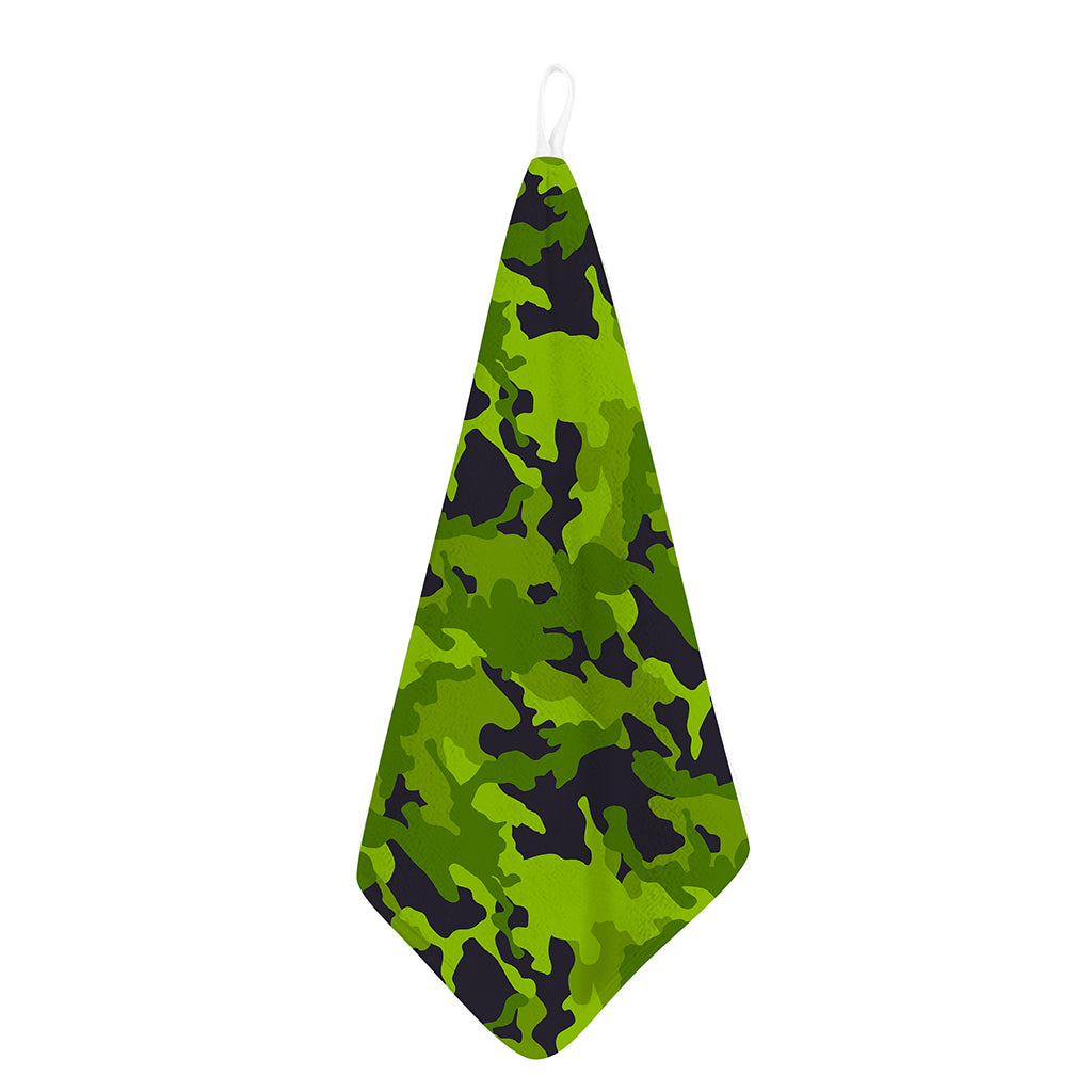 Lime Green Camouflage Print Hand Towel