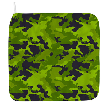 Lime Green Camouflage Print Hand Towel