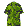Lime Green Camouflage Print Hawaiian Shirt