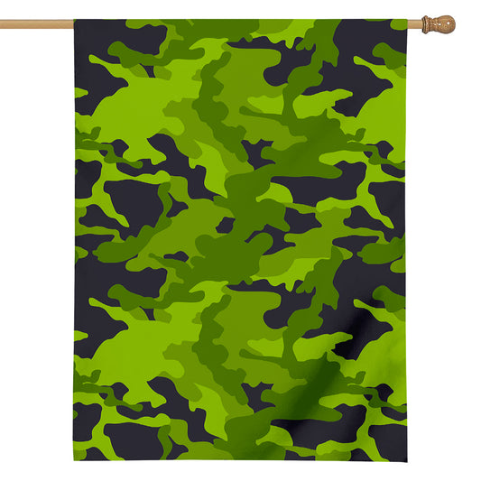 Lime Green Camouflage Print House Flag