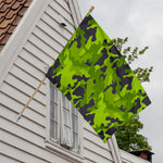 Lime Green Camouflage Print House Flag