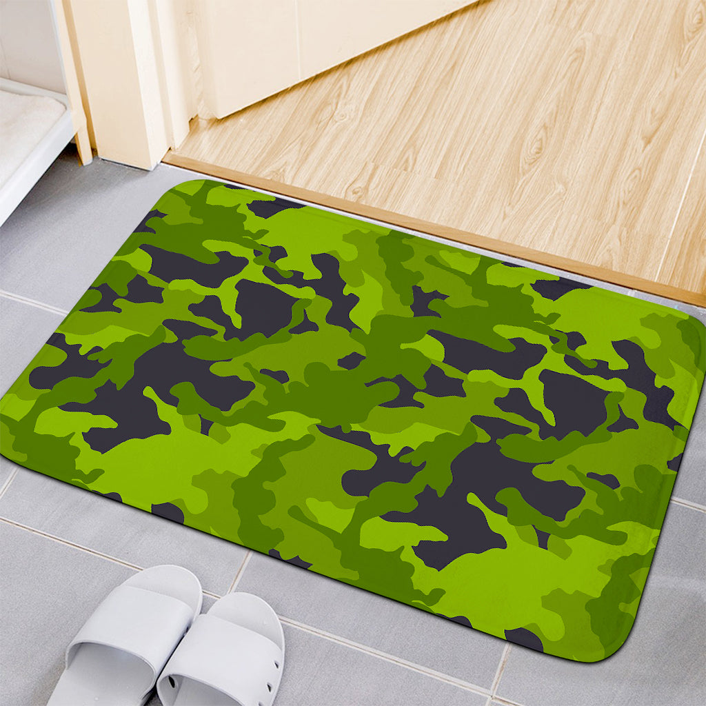 Lime Green Camouflage Print Indoor Door Mat