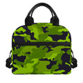Lime Green Camouflage Print Insulated Lunch Bag