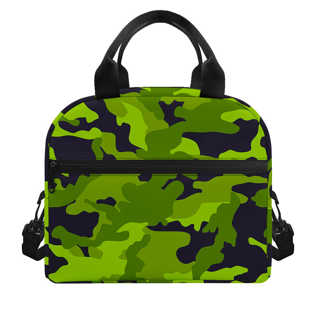 Lime Green Camouflage Print Insulated Lunch Bag