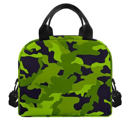 Lime Green Camouflage Print Insulated Lunch Bag
