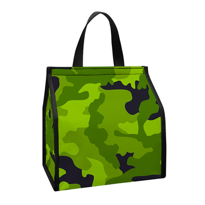 Lime Green Camouflage Print Insulated Lunch Tote