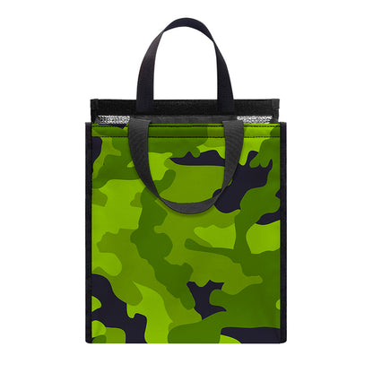 Lime Green Camouflage Print Insulated Lunch Tote