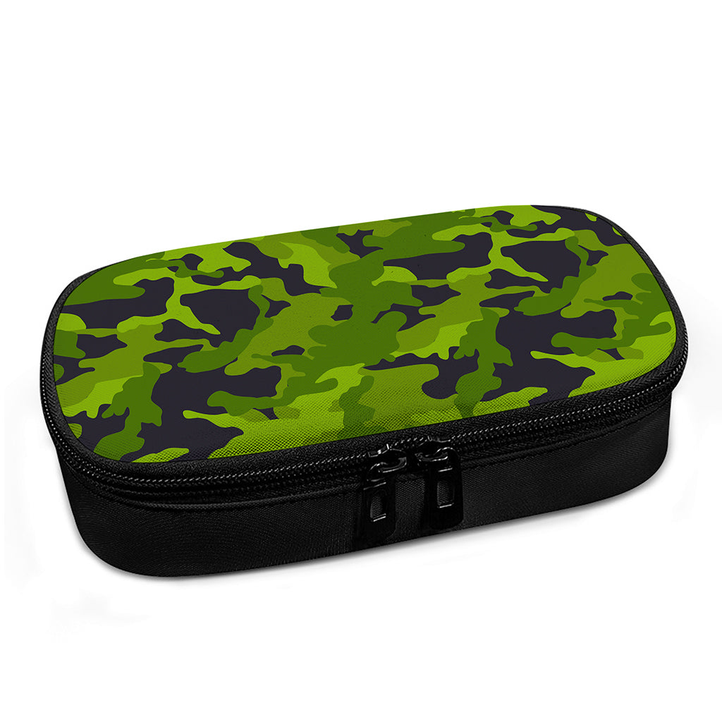 Lime Green Camouflage Print Insulin Cooler Travel Case
